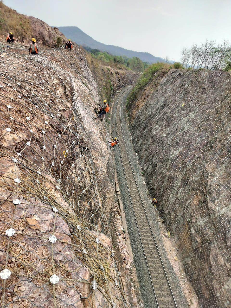 Rockfall Protection Mesh Installation